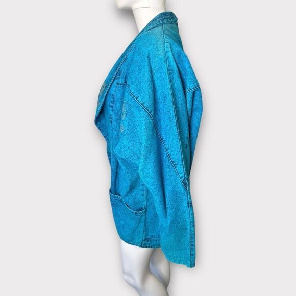 Vintage 80s Sundance Denim Jacket Large Western Blue Dyed Acid Wash Rhinestones - Picture 3 of 9